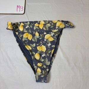 Abercrombie & Fitch Womens XL High Leg Bikini Bottom Lemon Floral Gray NWT